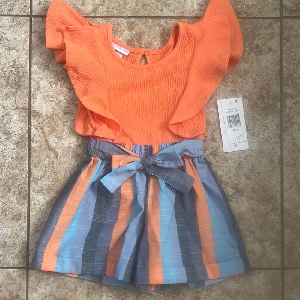 Bonnie Jean Orange Romper